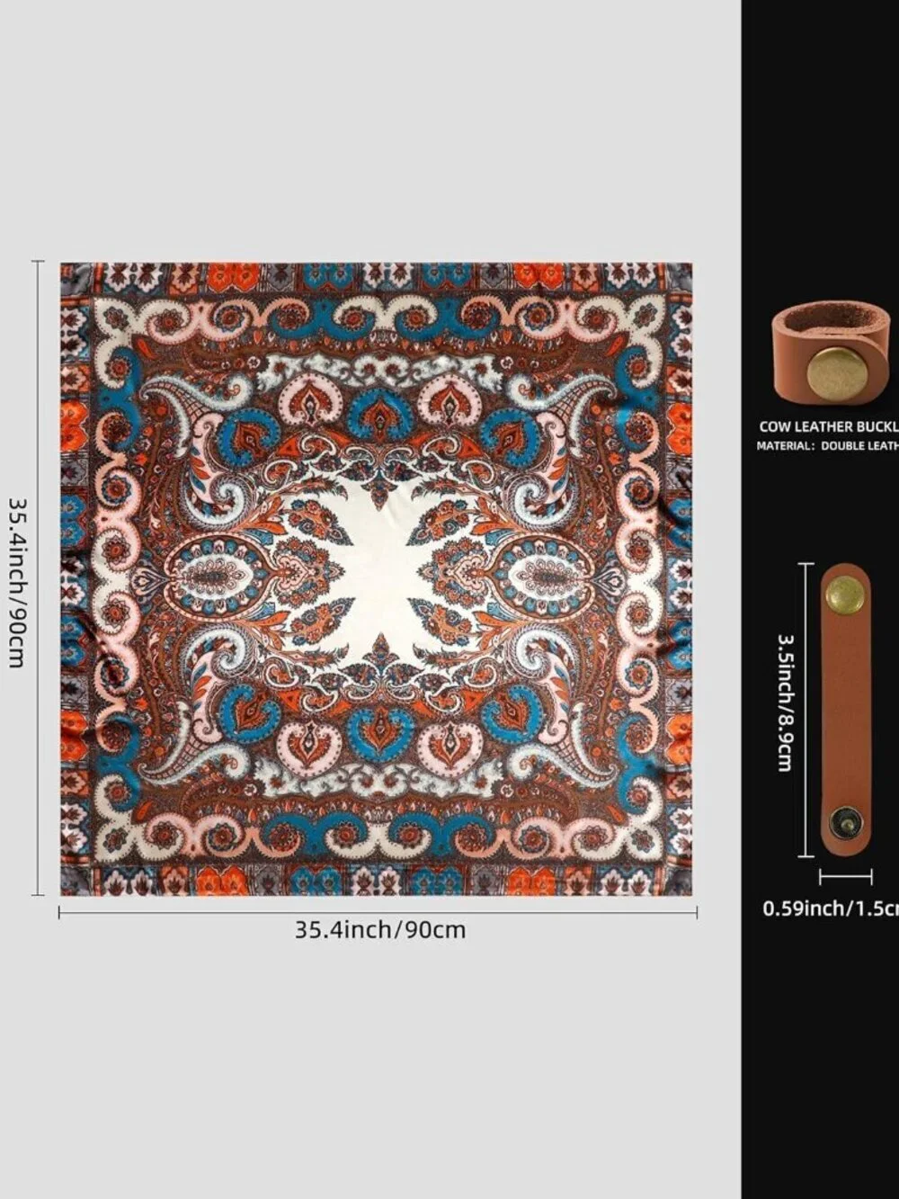 Men's Multiple 35 Inch Wild Rag Neckerchief Silk Western Bandana Neck Scarf